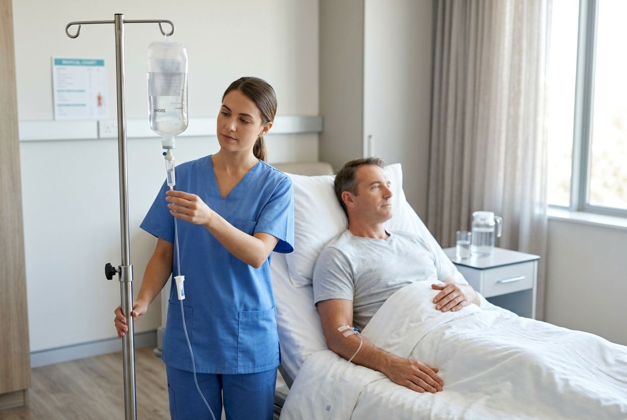 Капельница с магнезией — медсестра рядом с пациентом
